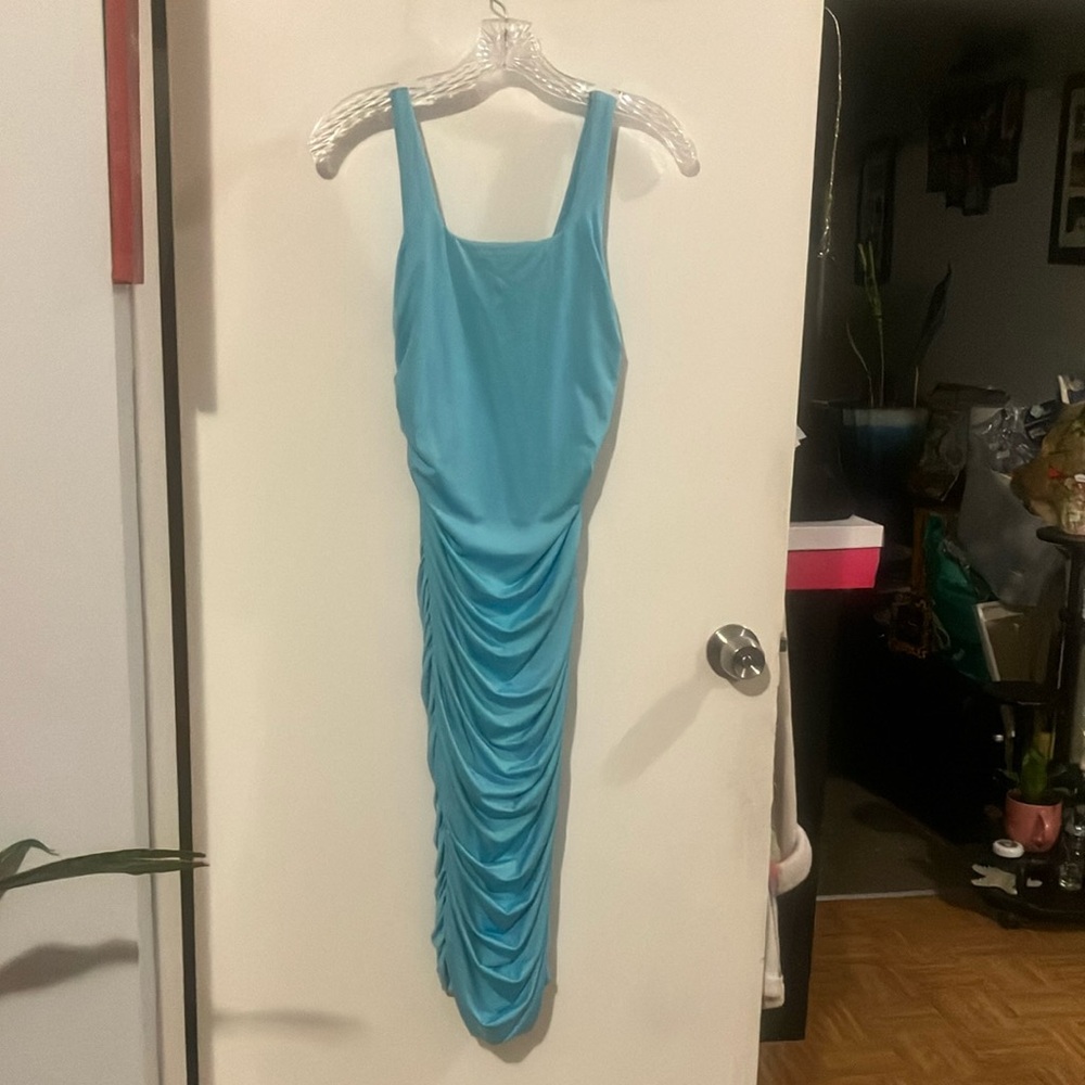Elegant Blue Ruched Dress